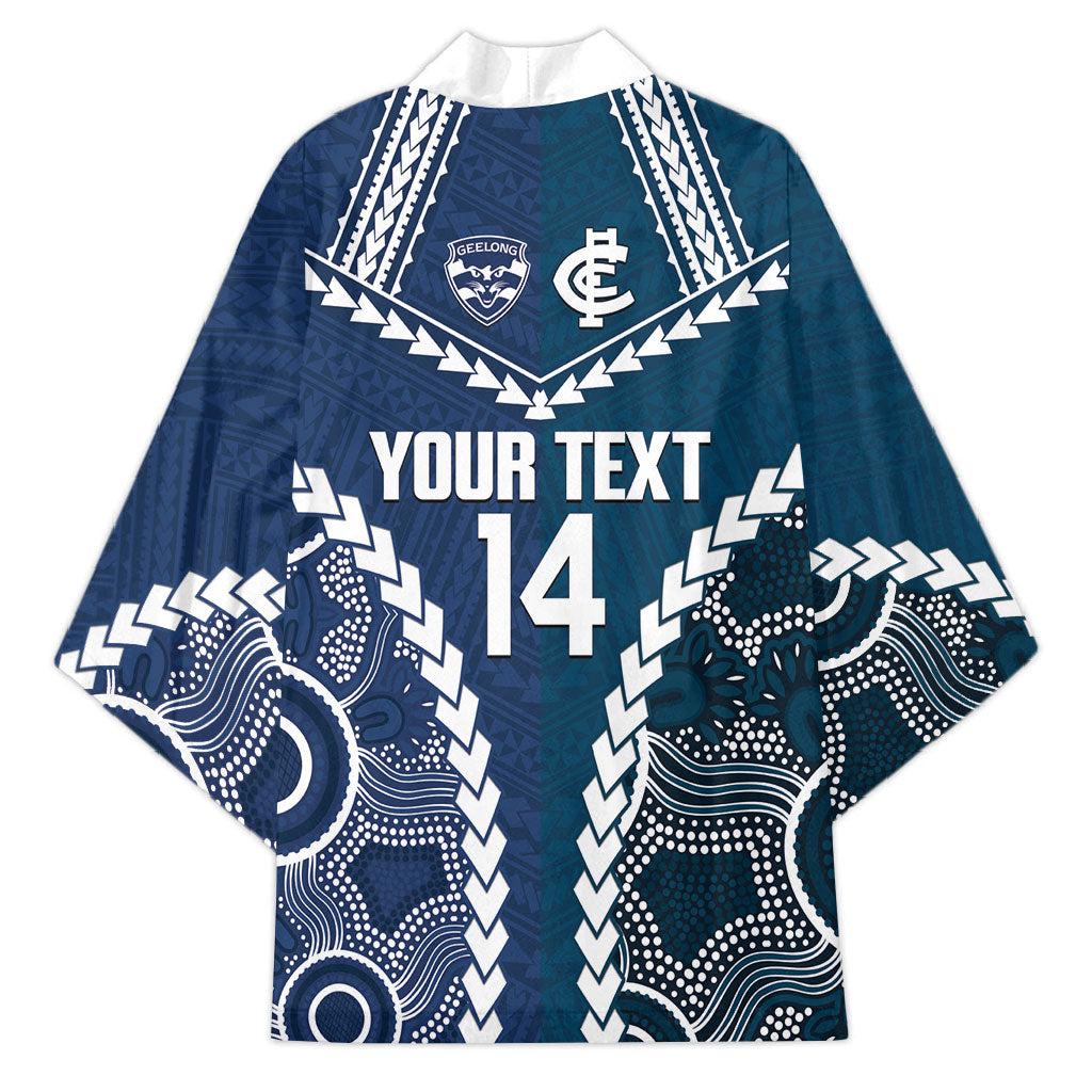 Custom Football Cats and Blues Kimono 2026 Together Aboriginal Polynesian Pattern