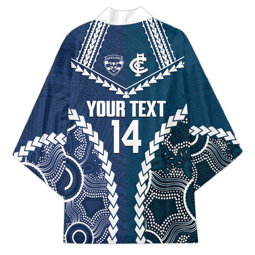 Custom Football Cats and Blues Kimono 2026 Together Aboriginal Polynesian Pattern