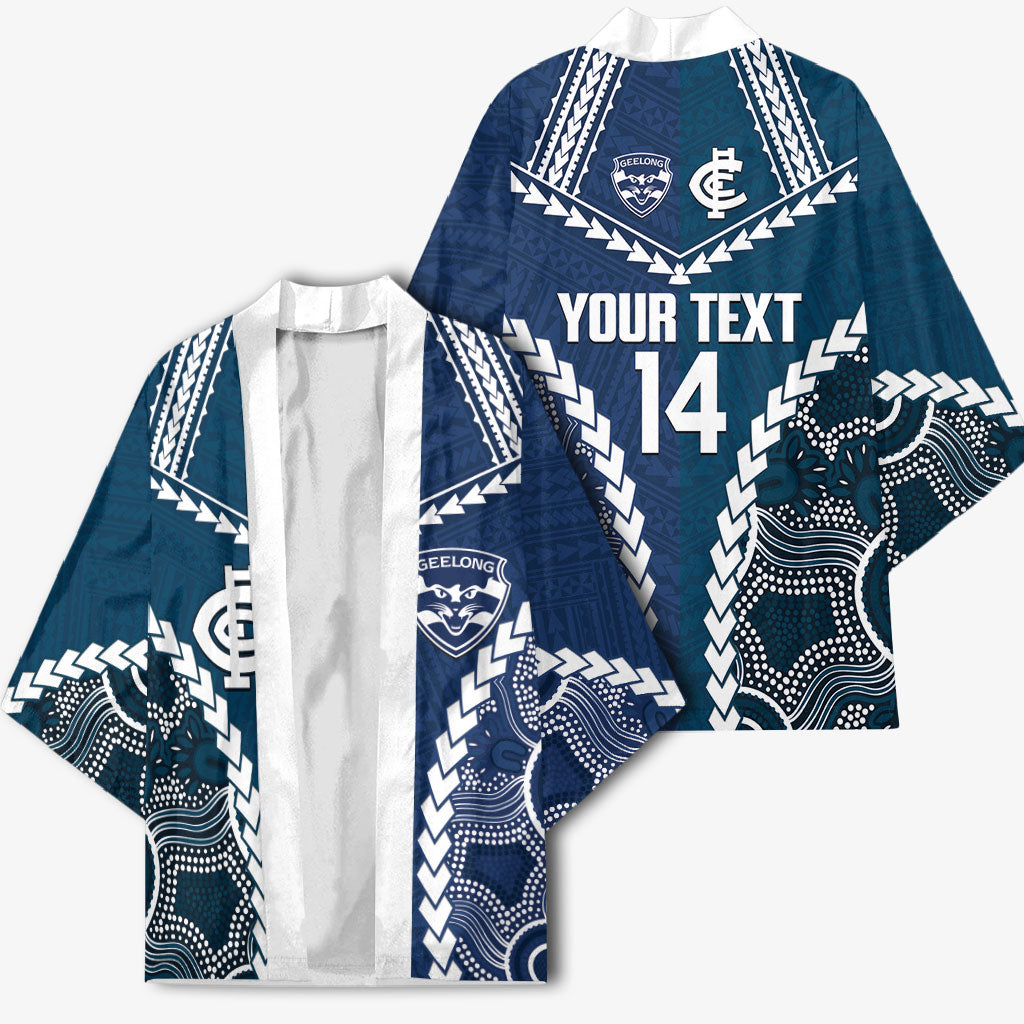 Custom Football Cats and Blues Kimono 2026 Together Aboriginal Polynesian Pattern