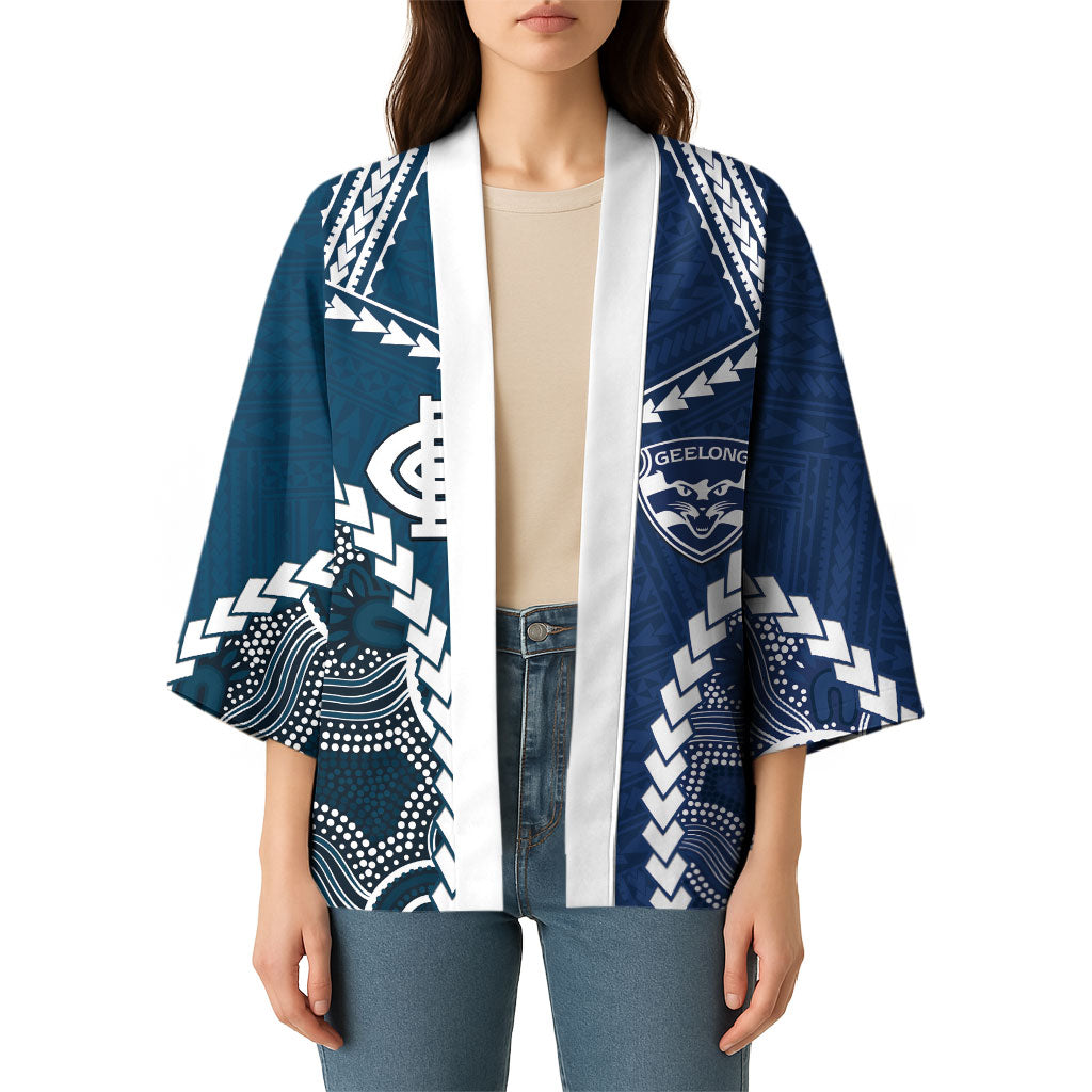 Custom Football Cats and Blues Kimono 2026 Together Aboriginal Polynesian Pattern