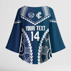 Custom Football Cats and Blues Kimono Sleeve Blouse 2026 Together Aboriginal Polynesian Pattern