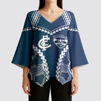 Custom Football Cats and Blues Kimono Sleeve Blouse 2026 Together Aboriginal Polynesian Pattern
