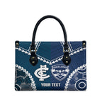 Custom Football Cats and Blues Leather Bag 2026 Together Aboriginal Polynesian Pattern