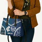 Custom Football Cats and Blues Leather Bag 2026 Together Aboriginal Polynesian Pattern