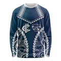 Custom Football Cats and Blues Long Sleeve Shirt 2026 Together Aboriginal Polynesian Pattern