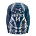 Custom Football Cats and Blues Long Sleeve Shirt 2026 Together Aboriginal Polynesian Pattern