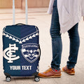 Custom Football Cats and Blues Luggage Cover 2026 Together Aboriginal Polynesian Pattern