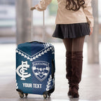 Custom Football Cats and Blues Luggage Cover 2026 Together Aboriginal Polynesian Pattern