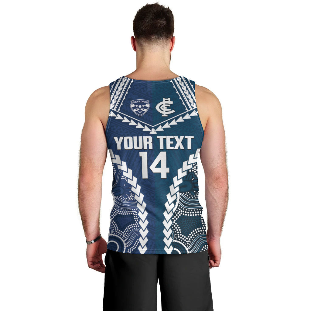 Custom Football Cats and Blues Men Tank Top 2026 Together Aboriginal Polynesian Pattern