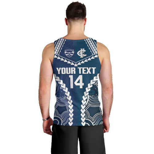 Custom Football Cats and Blues Men Tank Top 2026 Together Aboriginal Polynesian Pattern