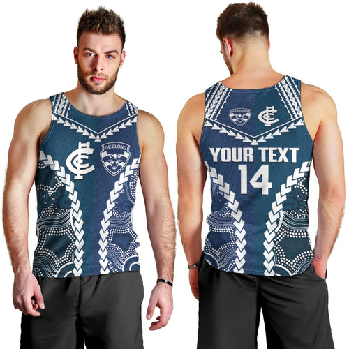 Custom Football Cats and Blues Men Tank Top 2026 Together Aboriginal Polynesian Pattern