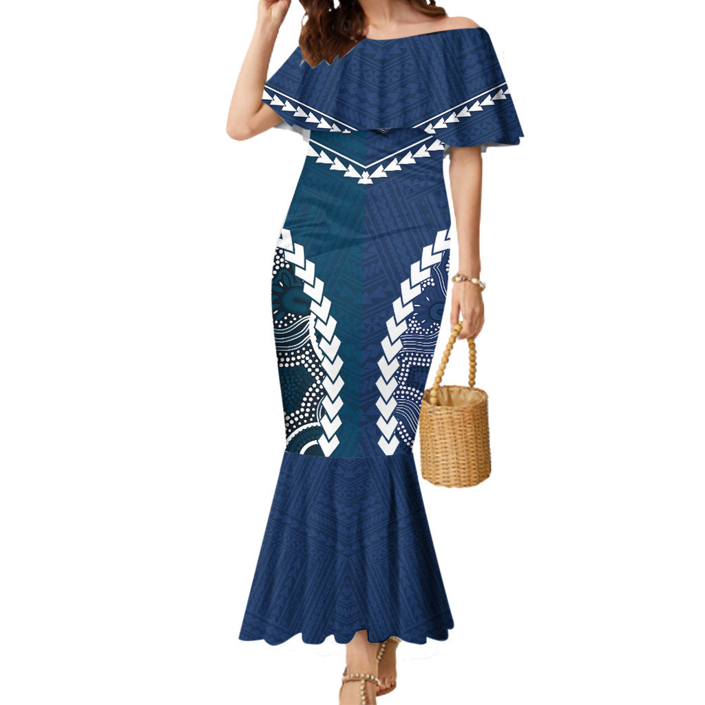 Custom Football Cats and Blues Mermaid Dress 2026 Together Aboriginal Polynesian Pattern