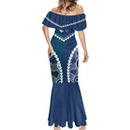Custom Football Cats and Blues Mermaid Dress 2026 Together Aboriginal Polynesian Pattern