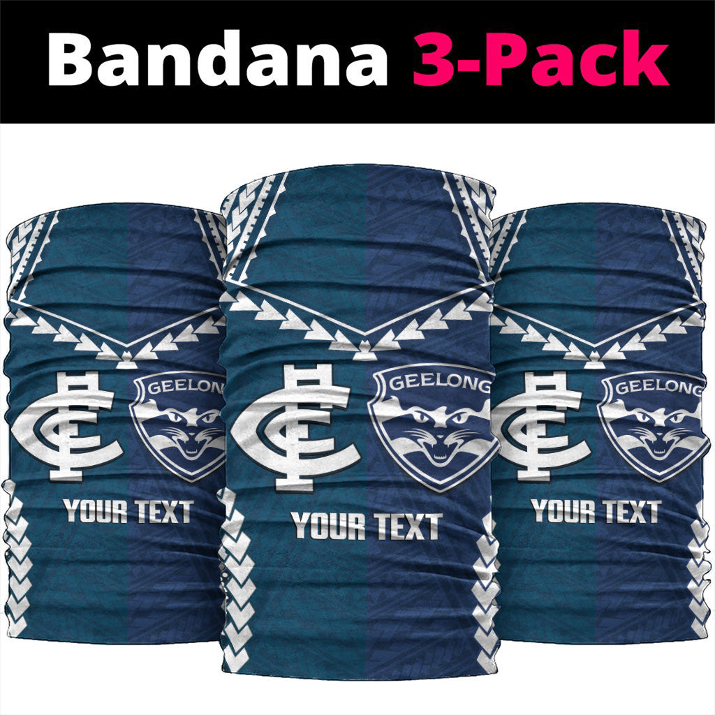 Custom Football Cats and Blues Neck Gaiter 2026 Together Aboriginal Polynesian Pattern