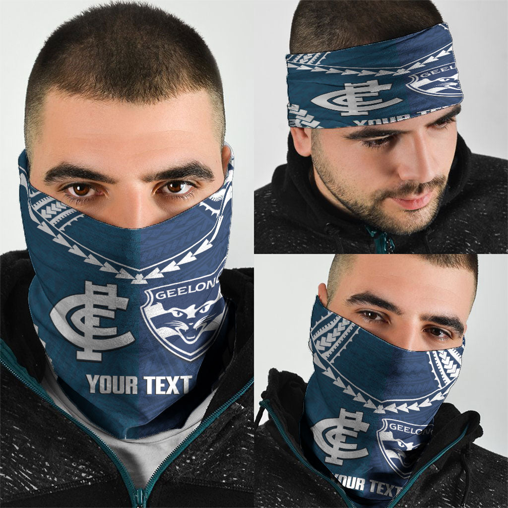 Custom Football Cats and Blues Neck Gaiter 2026 Together Aboriginal Polynesian Pattern