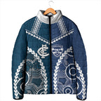Custom Football Cats and Blues Padded Jacket 2026 Together Aboriginal Polynesian Pattern