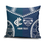 Custom Football Cats and Blues Pillow Cover 2026 Together Aboriginal Polynesian Pattern