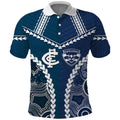 Custom Football Cats and Blues Polo Shirt 2026 Together Aboriginal Polynesian Pattern