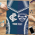 Custom Football Cats and Blues Puzzle 2026 Together Aboriginal Polynesian Pattern
