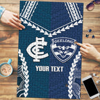 Custom Football Cats and Blues Puzzle 2026 Together Aboriginal Polynesian Pattern