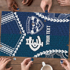 Custom Football Cats and Blues Puzzle 2026 Together Aboriginal Polynesian Pattern