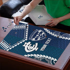 Custom Football Cats and Blues Puzzle 2026 Together Aboriginal Polynesian Pattern