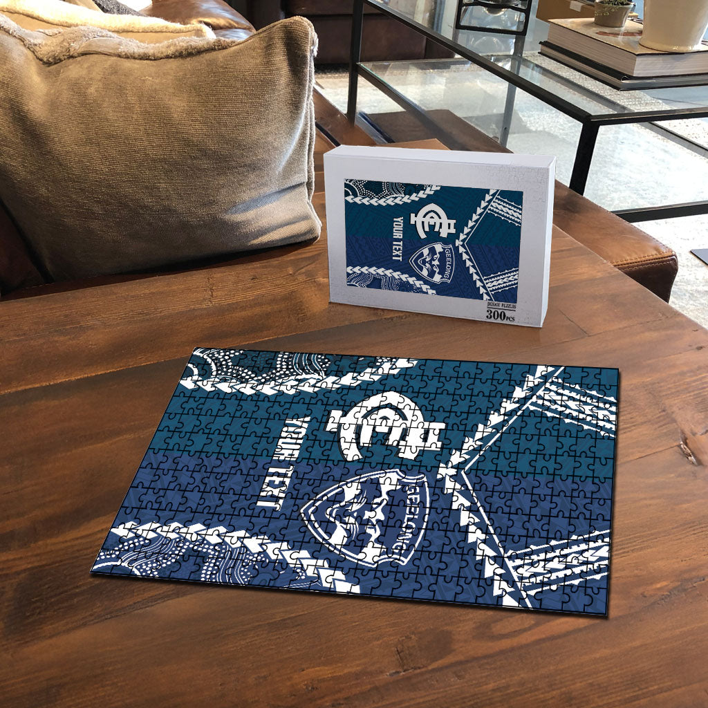 Custom Football Cats and Blues Puzzle 2026 Together Aboriginal Polynesian Pattern