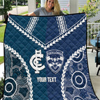 Custom Football Cats and Blues Quilt 2026 Together Aboriginal Polynesian Pattern