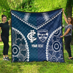 Custom Football Cats and Blues Quilt 2026 Together Aboriginal Polynesian Pattern