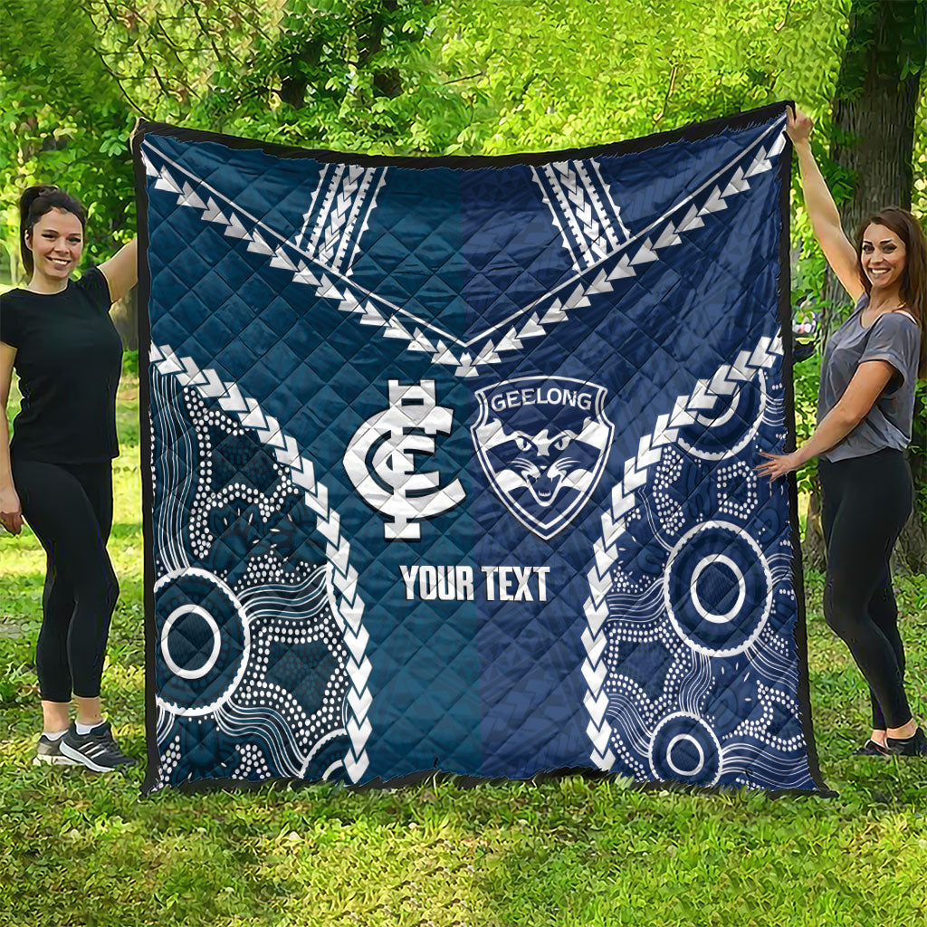 Custom Football Cats and Blues Quilt 2026 Together Aboriginal Polynesian Pattern