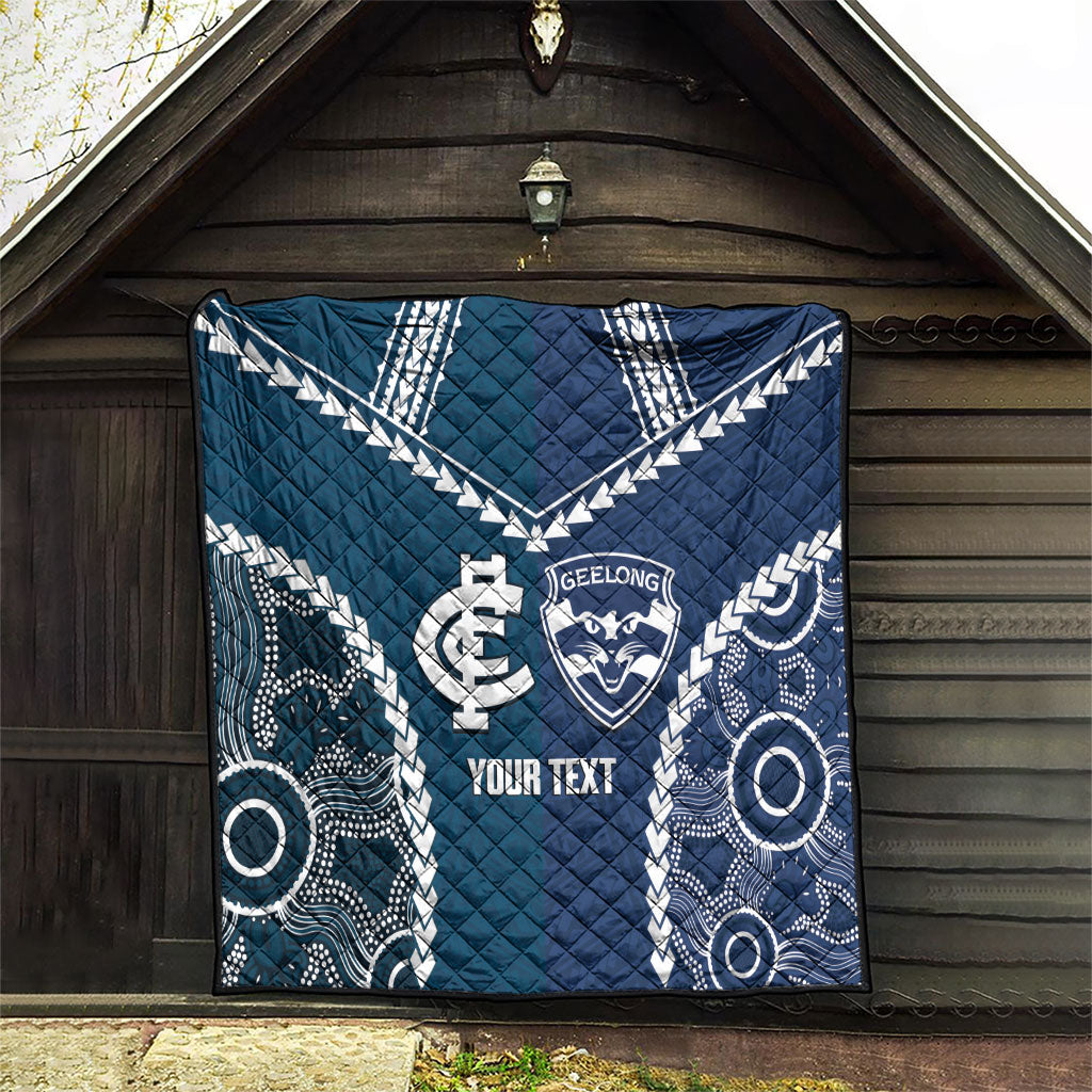 Custom Football Cats and Blues Quilt 2026 Together Aboriginal Polynesian Pattern
