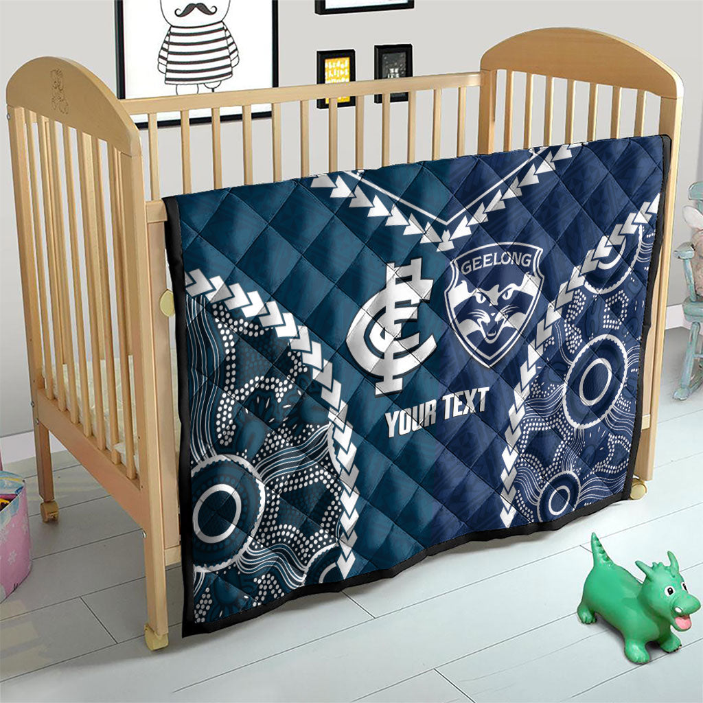 Custom Football Cats and Blues Quilt 2026 Together Aboriginal Polynesian Pattern
