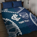 Custom Football Cats and Blues Quilt Bed Set 2026 Together Aboriginal Polynesian Pattern