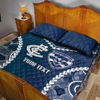 Custom Football Cats and Blues Quilt Bed Set 2026 Together Aboriginal Polynesian Pattern