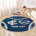 Custom Football Cats and Blues Round Carpet 2026 Together Aboriginal Polynesian Pattern