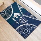 Custom Football Cats and Blues Rubber Doormat 2026 Together Aboriginal Polynesian Pattern