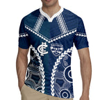 Custom Football Cats and Blues Rugby Jersey 2026 Together Aboriginal Polynesian Pattern