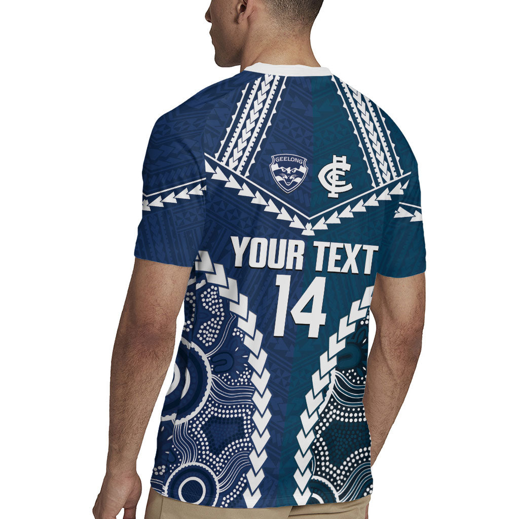 Custom Football Cats and Blues Rugby Jersey 2026 Together Aboriginal Polynesian Pattern