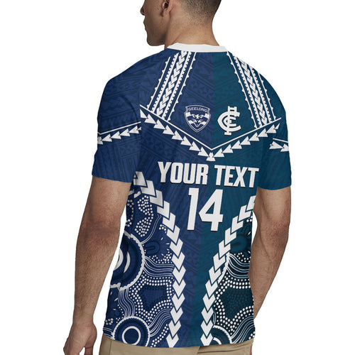 Custom Football Cats and Blues Rugby Jersey 2026 Together Aboriginal Polynesian Pattern