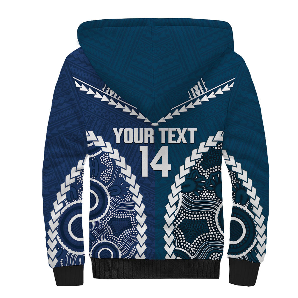 Custom Football Cats and Blues Sherpa Hoodie 2026 Together Aboriginal Polynesian Pattern
