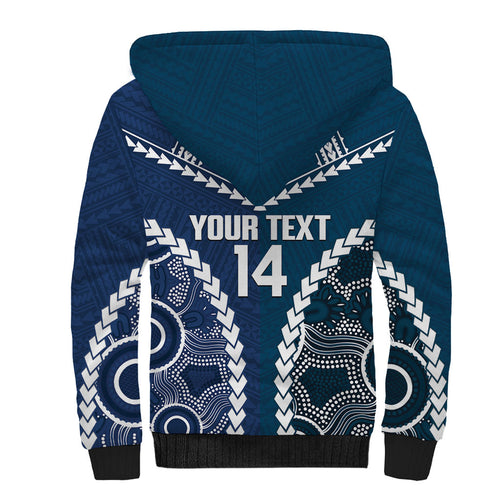 Custom Football Cats and Blues Sherpa Hoodie 2026 Together Aboriginal Polynesian Pattern