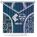 Custom Football Cats and Blues Shower Curtain 2026 Together Aboriginal Polynesian Pattern