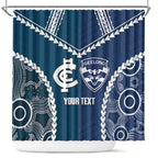 Custom Football Cats and Blues Shower Curtain 2026 Together Aboriginal Polynesian Pattern