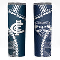 Custom Football Cats and Blues Skinny Tumbler 2026 Together Aboriginal Polynesian Pattern
