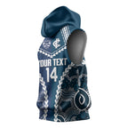 Custom Football Cats and Blues Sleeveless Hoodie 2026 Together Aboriginal Polynesian Pattern