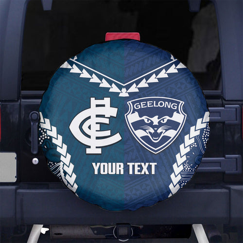 Custom Football Cats and Blues Spare Tire Cover 2026 Together Aboriginal Polynesian Pattern
