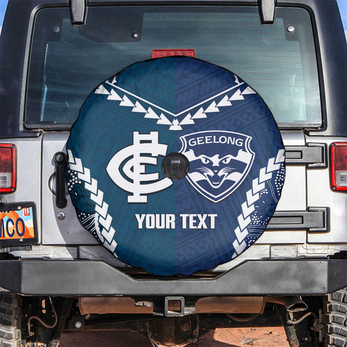 Custom Football Cats and Blues Spare Tire Cover 2026 Together Aboriginal Polynesian Pattern