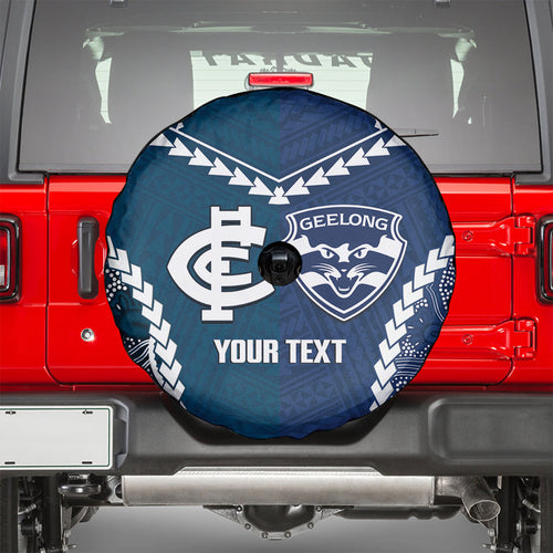 Custom Football Cats and Blues Spare Tire Cover 2026 Together Aboriginal Polynesian Pattern