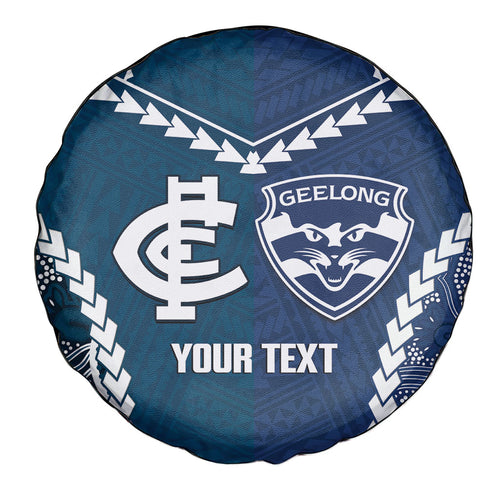 Custom Football Cats and Blues Spare Tire Cover 2026 Together Aboriginal Polynesian Pattern