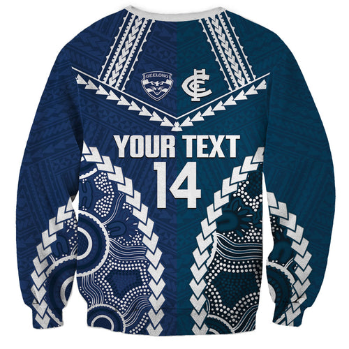 Custom Football Cats and Blues Sweatshirt 2026 Together Aboriginal Polynesian Pattern